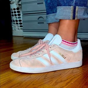 light pink adidas superstars/ gazelle